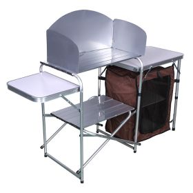 Double-decker Camping Portable Storage Rack Barbecue Table