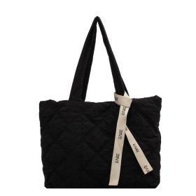 Winter Tote Bag For Women 2023 Sewing Rhombus Shoulder Bag High Capacity Commuting Shopping Bag Personalized Handbags (Color: Black)
