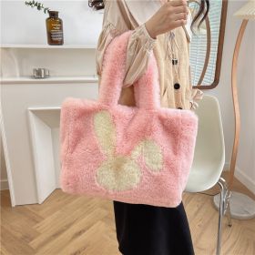 Cute Cartoon Rabbit Ears Plush Shoulder Bag (Color: Pink)