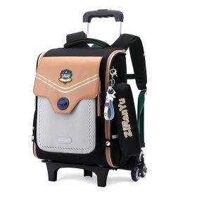 Primary School Student Trolley Schoolbag Detachable Backpack (Option: Black Six Wheel)