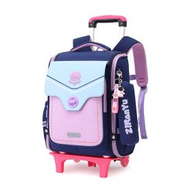 Primary School Student Trolley Schoolbag Detachable Backpack (Option: Pink Two Wheels)