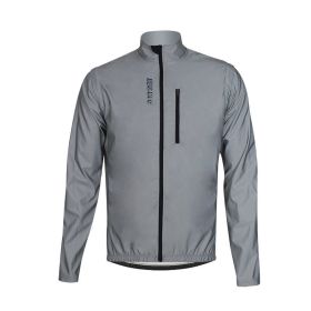 Cycling Reflective Jacket Windbreaker Vest Sleeves Detachable (Option: Silver-L)