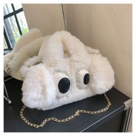 Cute Cartoon Big Eyes Dog Plush Bags For Women (Color: Beige)