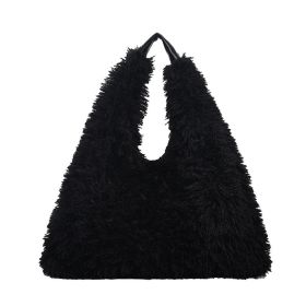 New Autumn And Ainter Plush Handbags Large-capacity Shoulder Armpit Bag Cute Fashion Luxury Designer Tote Bags For Women Trend (Color: Black)