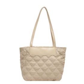 Rhombus Sewing Shoulder Bag Autumn And Winter Winter Luxury Women's Bag High Capacity Casual Commuting Personalized Handbags (Color: Beige)