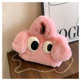 Cute Cartoon Big Eyes Dog Plush Bags For Women (Color: Pink)