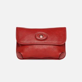 Retro Handmade First Layer Cowhide Crossbody Bag (Color: Red)