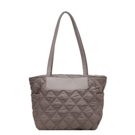 Rhombus Sewing Shoulder Bag Autumn And Winter Winter Luxury Women's Bag High Capacity Casual Commuting Personalized Handbags (Color: Grey)