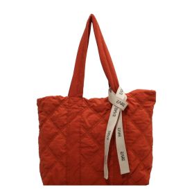 Winter Tote Bag For Women 2023 Sewing Rhombus Shoulder Bag High Capacity Commuting Shopping Bag Personalized Handbags (Color: Orange)