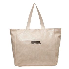 Large Capacity Tote Bag Women Fashion Versatile Solid Shoulder Bags Waterproof Designer Luxury Handbag Trend Personalized Travel Bag (Color: Beige)