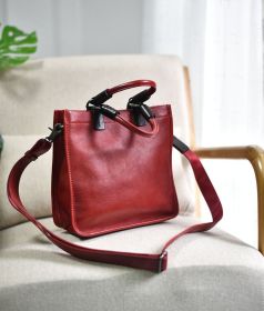 Large Square Handbag Shoulder Messenger Bag (Color: Red)