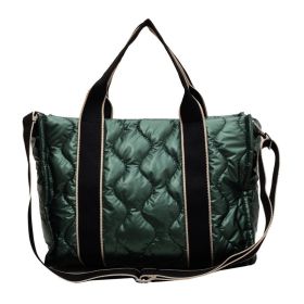 Rhombus Sewing Tote Bag Winter Designer Luxury Down Shoulder Bag High Capacity Commuting Personalized Handbags For Women (Color: Green)