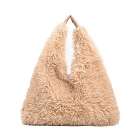 New Autumn And Ainter Plush Handbags Large-capacity Shoulder Armpit Bag Cute Fashion Luxury Designer Tote Bags For Women Trend (Color: Khaki)