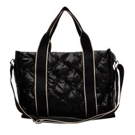 Rhombus Sewing Tote Bag Winter Designer Luxury Down Shoulder Bag High Capacity Commuting Personalized Handbags For Women (Color: Black)