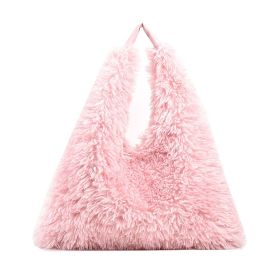 New Autumn And Ainter Plush Handbags Large-capacity Shoulder Armpit Bag Cute Fashion Luxury Designer Tote Bags For Women Trend (Color: Pink)