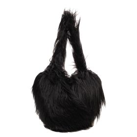 Plush Armpit Shoulder Bags Winter Large Capacity Personalized Heart Bag Women's Luxury Handbags High Quality Valentine's Day Gift (Color: Black)