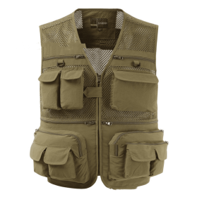 Multipurpose Indoor Outdoor Multiple Pocket Vest (Option: Light khaki-L)