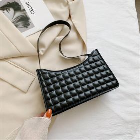 Elegant One-shoulder Diamond Pattern Bag Women (Color: Black)