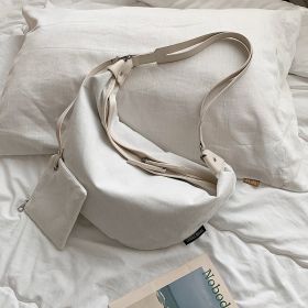 Women's Korean-style Canvas Dumplings Fashion Casual Crossbody (Color: White)