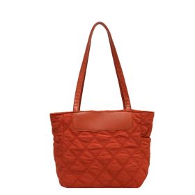 Rhombus Sewing Shoulder Bag Autumn And Winter Winter Luxury Women's Bag High Capacity Casual Commuting Personalized Handbags (Color: Orange)
