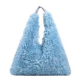 New Autumn And Ainter Plush Handbags Large-capacity Shoulder Armpit Bag Cute Fashion Luxury Designer Tote Bags For Women Trend (Color: Blue)