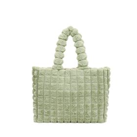 Plaid Handbags Winter Fashion High Capacity Shopping Plush Bag Korean Style Personalized Designer Luxury Tote Bags For Women (Option: Green-S)