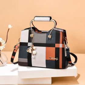 Elegant Large Capacity Fashion Women's Handbag (Option: Square Black Orange)