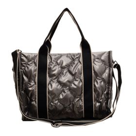 Rhombus Sewing Tote Bag Winter Designer Luxury Down Shoulder Bag High Capacity Commuting Personalized Handbags For Women (Color: Grey)