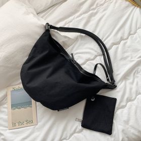 Women's Korean-style Canvas Dumplings Fashion Casual Crossbody (Color: Black)
