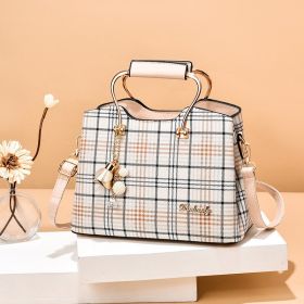 Elegant Large Capacity Fashion Women's Handbag (Option: Plaid Apricot)