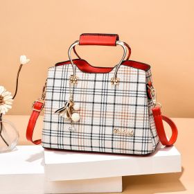 Elegant Large Capacity Fashion Women's Handbag (Option: Plaid Red)