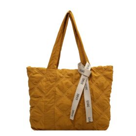 Winter Tote Bag For Women 2023 Sewing Rhombus Shoulder Bag High Capacity Commuting Shopping Bag Personalized Handbags (Color: Yellow)