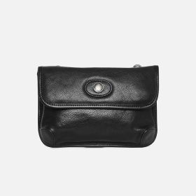 Retro Handmade First Layer Cowhide Crossbody Bag (Color: Black)