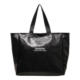 Large Capacity Tote Bag Women Fashion Versatile Solid Shoulder Bags Waterproof Designer Luxury Handbag Trend Personalized Travel Bag (Color: Black)