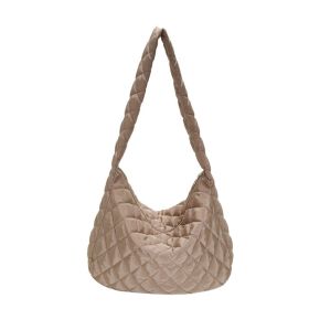 Winter Personalized Bags For Women Crossbody Bag With Rhombus Stitching Design Commuting Casual Shopping Handbags (Color: Khaki)