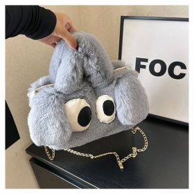 Cute Cartoon Big Eyes Dog Plush Bags For Women (Color: Grey)
