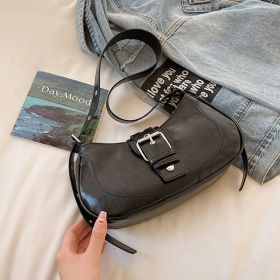 Summer Retro Fashion Underarm Simple Casual Shoulder Bag For Women (Color: Black)