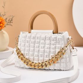 Women's Fashion Special-interest Pleated Cloud Messenger Bag (Color: White)