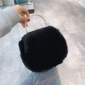 cWomen's Fashion Chain Plush Crossbody Bag (Option: Black Chain)