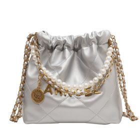Women's Diamond Chain Messenger Bag Pearl (Color: Silver)
