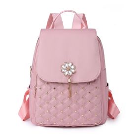 Korean Style Women's Nylon Backpack Fashion Embroidery Thread (Color: Pink)