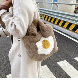 Women's Fashion Simple Omelette Flower Messenger Bag (Color: Khaki)