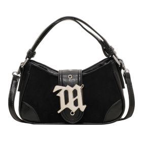 Fashion Women's Pu Frosted Color Matching Shoulder Bag (Color: Black)