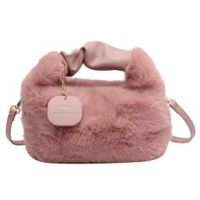Women's Fashionable Pleated Plush One-shoulder Crossbody Bag (Color: Pink)
