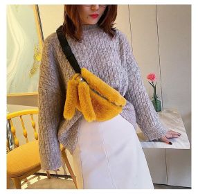 Women's Fashion Shoulder Fur Messenger Bag (Color: Yellow)