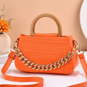 Women's Fashion Special-interest Pleated Cloud Messenger Bag (Color: Orange)