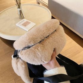 Women's Fashion Shoulder Fur Messenger Bag (Color: Khaki)