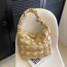 Women's Fashion Large Capacity Shoulder Messenger Bag (Color: Gold)