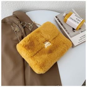 Women's Fashion Plush One-shoulder Crossbody Bag (Color: Yellow)