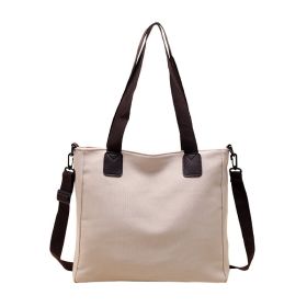 Shoulder Handbag Canvas Bag Large Capacity (Color: White)
